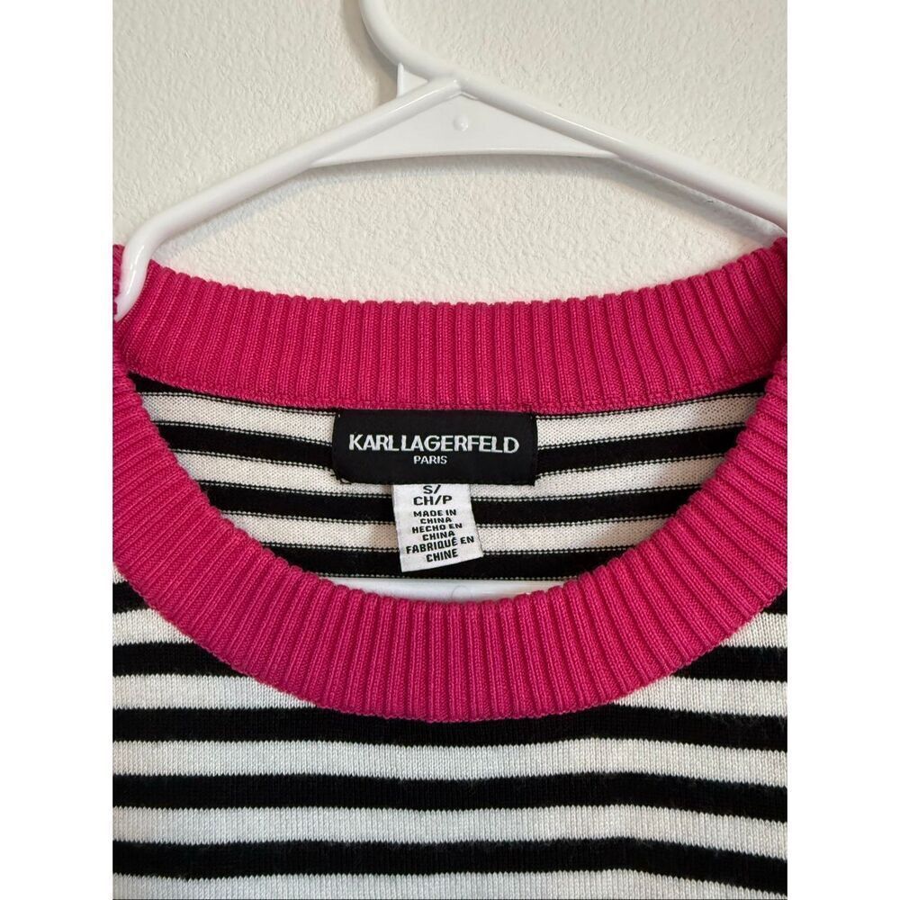 Karl Lagerfeld Paris Striped Logo Top - Picture 4 of 4